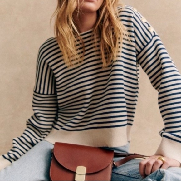 Sezane Sweaters - SEZANE daisy stripe jumper crewneck sweater
